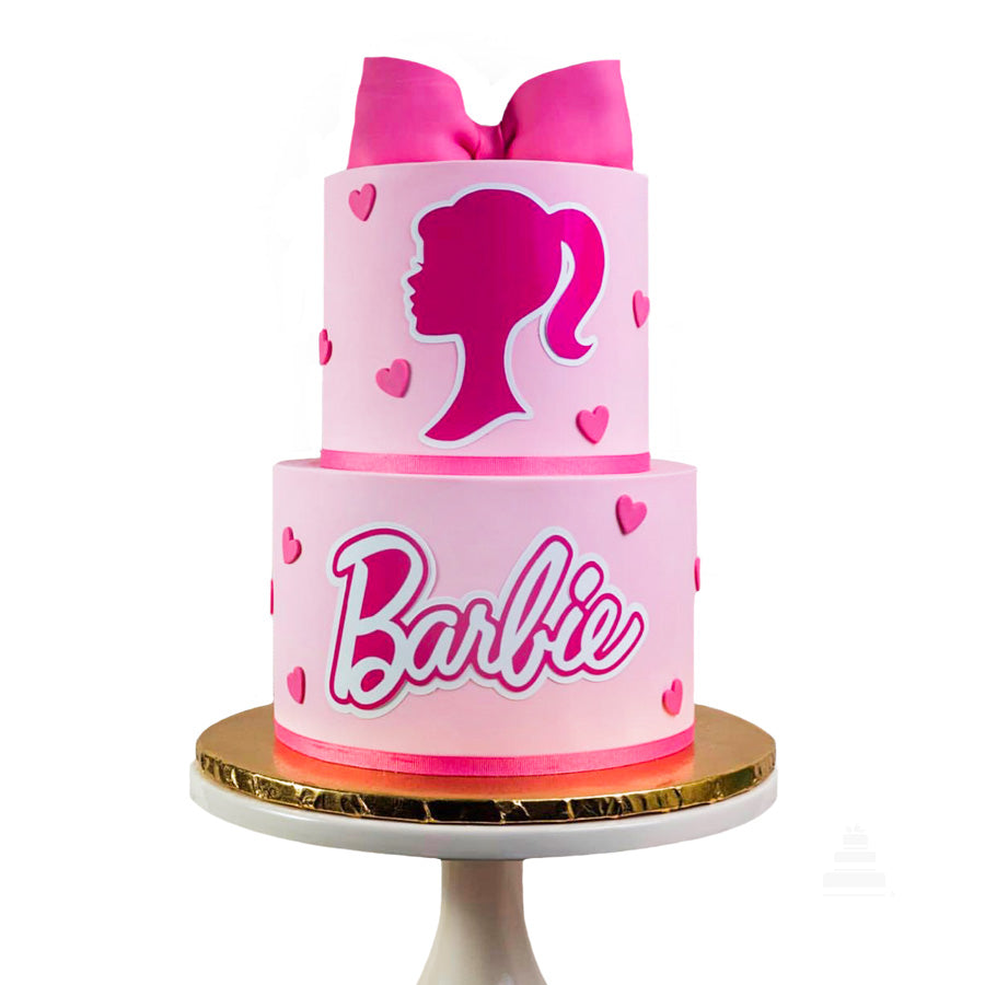 Fondant Pastel De Cumpleaños Barbie Fondant Torta Con Muñeca