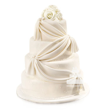 Pastel de boda blanco clásico, Lace Work