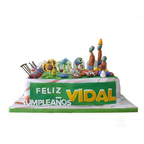Pastel decorado de Plantas Vs Zombies