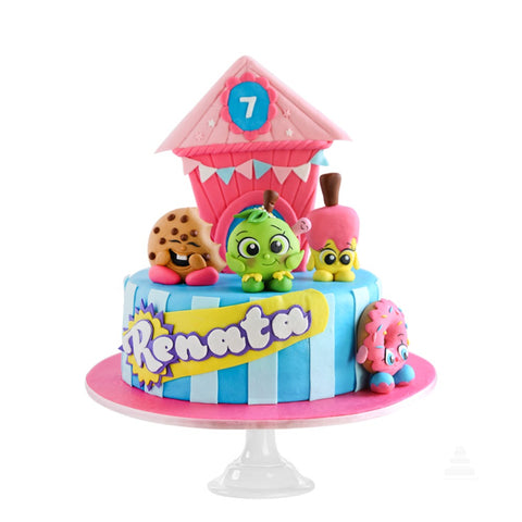 Shopkins Cake, pastel de personajes de frutas y alimentos