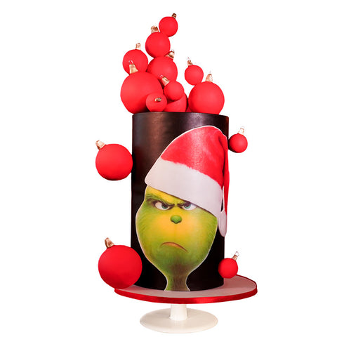 Pastel Santa Grinch con Esferas Navideñas