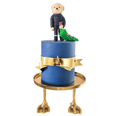 Midnight Bear – Holiday Collection, Pastel Azul con Oso y Listón Dorado