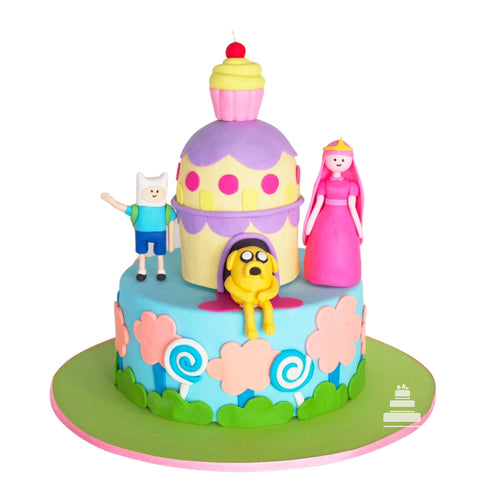 Adventure time, pastel decorado Hora de aventura con Finn y Jake