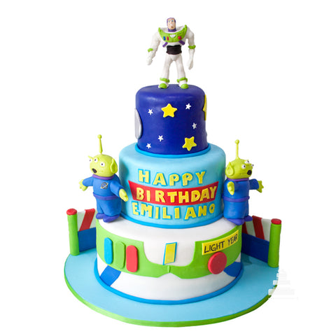 Buzz Lightyear, pastel decorado de fondant de cumpleaños