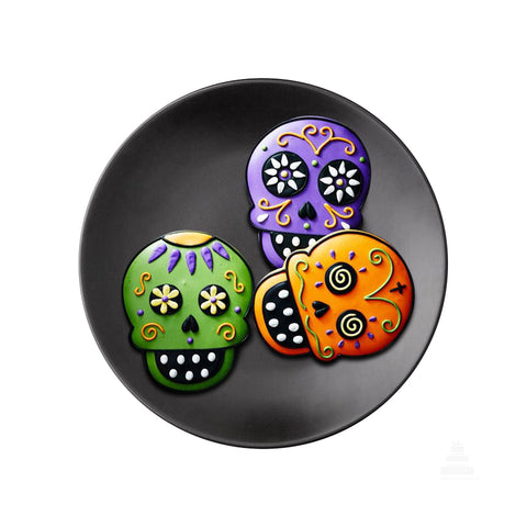 Galletas decoradas de calaveras en colores para halloween