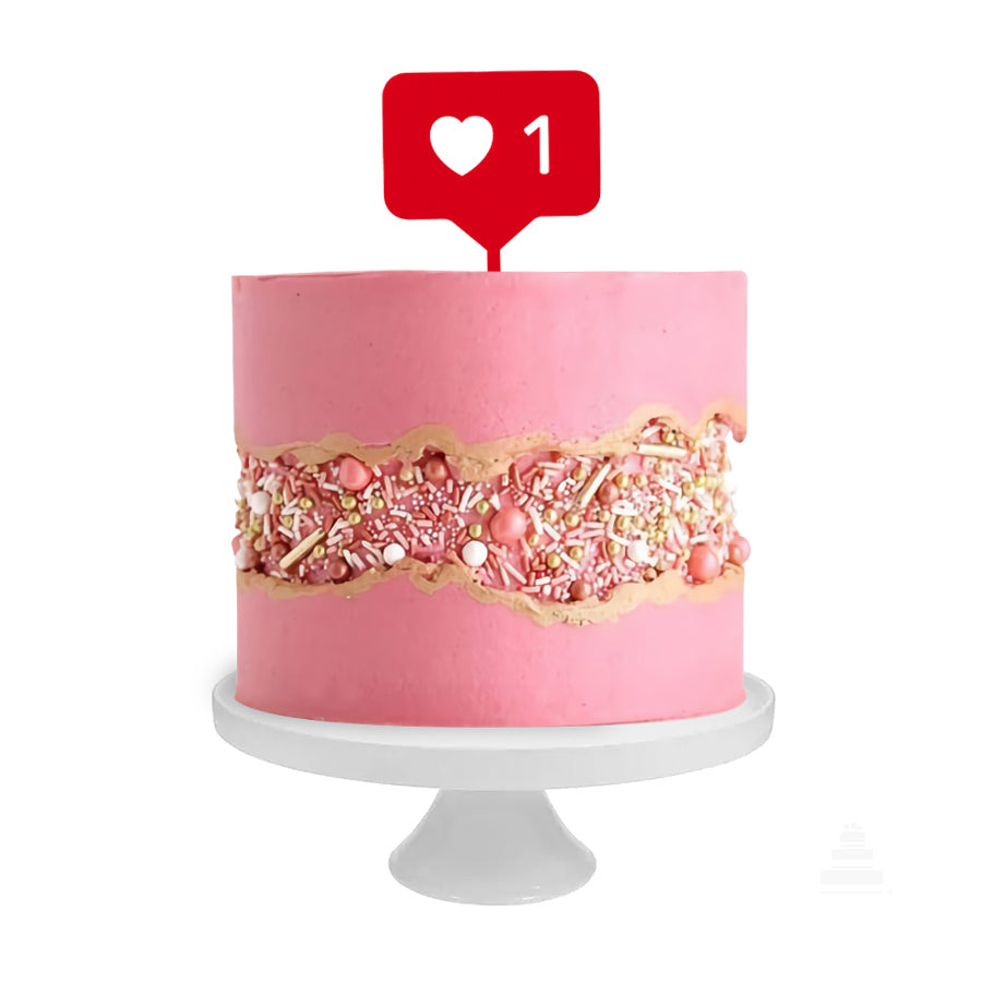 Topper Corazon Pink Love, pastel con cake topper de corazón – L Autrichienne