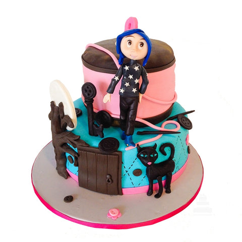 Pastel decorado de Coraline y La puerta Secreta