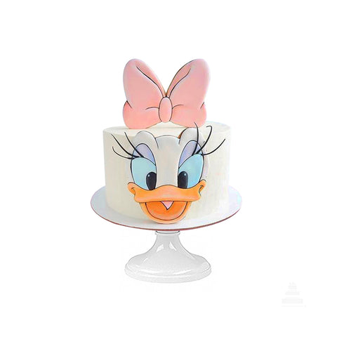 Daisy Duck, pastel con decorado de pata de fondant para cumpleaños