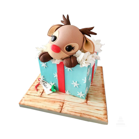 Reindeer Box, pastel decorado para regalar navideño con reno