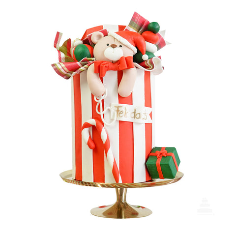 Pastel de Navidad Osito y Regalos, Teddy Bear Christmas Cake