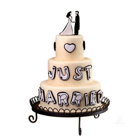 Just Married,  Pastel de boda con mensaje