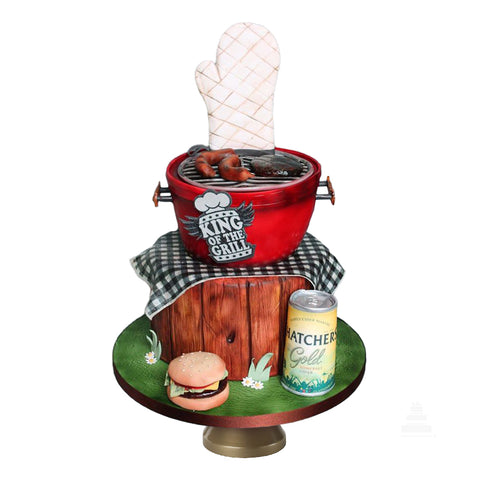 King of the grill, pastel decorado para regalar a parrillero amante del asado