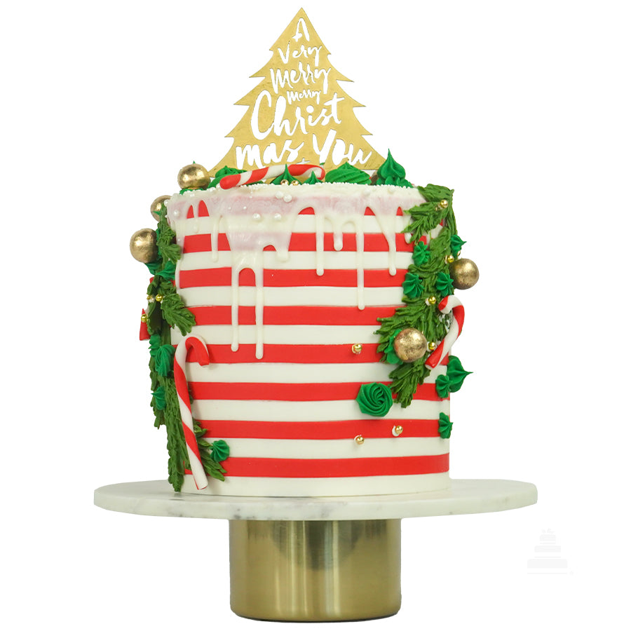 Sweet Christmas Stripes Cake, pastel de decoraciones navideñas – L ...