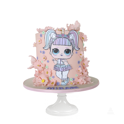 Pastel de LOL, con personaje unicornio impresa