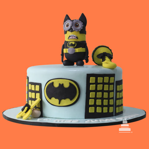 Minion Batman, pastel decorado de fondant