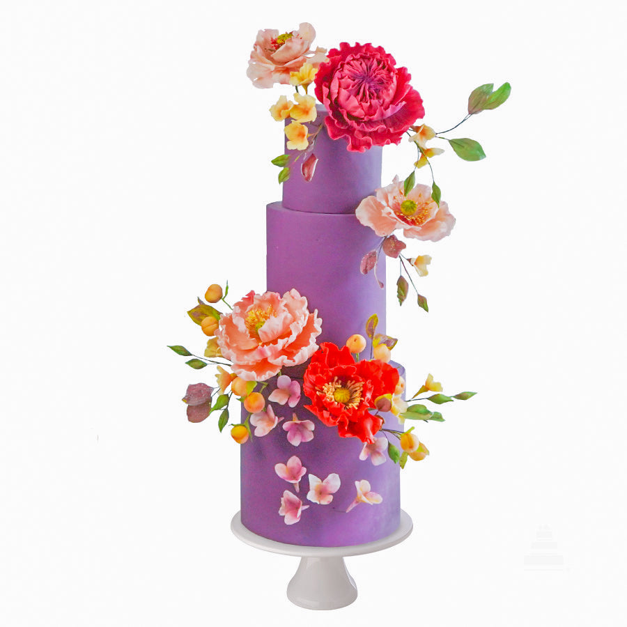 Pastel de Bodas Morado con Flores | Purple Flower