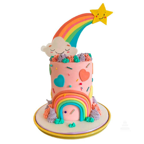 Pastel Arcoíris y Corazones - Rainbow and Hearts Cake