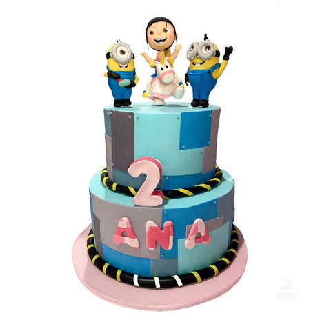 Unicorn and Minions Cake, pastel unicornio y Minions