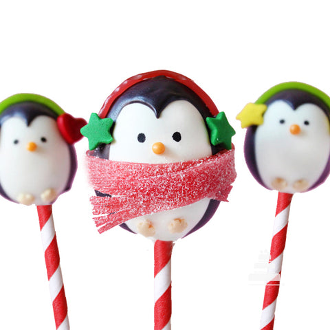 Penguin Pops, cake pops de pinguinos navideños