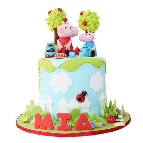 Pastel decorado de Peppa pig picnic