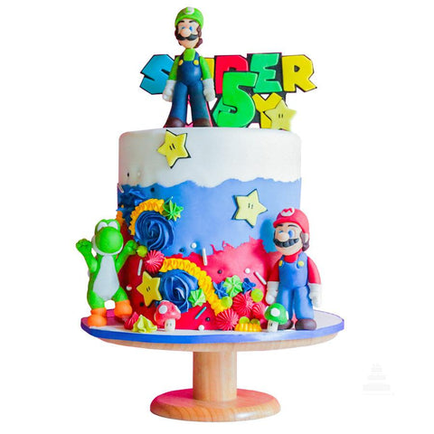 Super Mario Bros pary cake - Pastel de cumpleaños de super Mario Bros