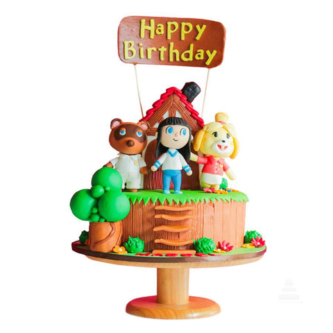 Animal Crossing Party Cake - Pastel de cumpleaños de Animal Crossing