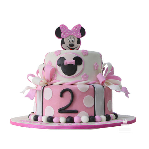 Pink Minnie, pastel decorado colores rosa blanco y negro