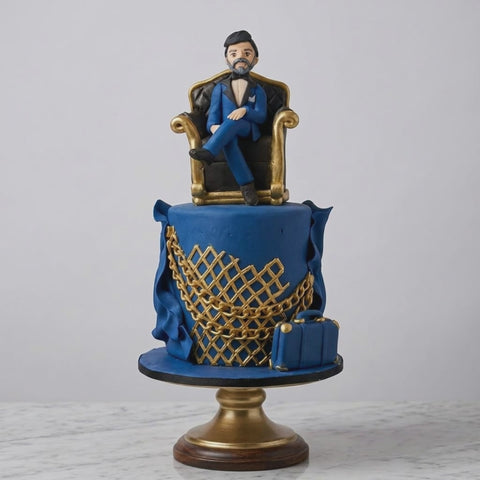 Pastel Día del Padre personalizado con figura en fondant CDMX