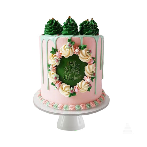 Merry Little Christmas, pastel rosa con verde de navidad