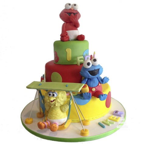 Baby Sesamo, pastel infantil con Elmo Come Galletas y BigBird