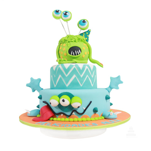 Pastel decorado de fondant de Silly Monster