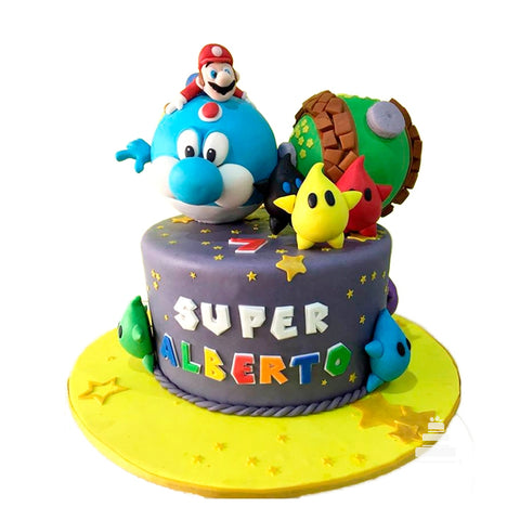 Pastel de Super Mario Bros alegre y sencillo