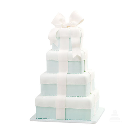 Pastel de bodas en pisos cuadrados, Tiffany Boxes