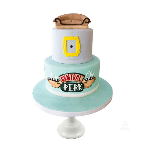 TV series, Pastel decorado en fondant con logo central perk friends