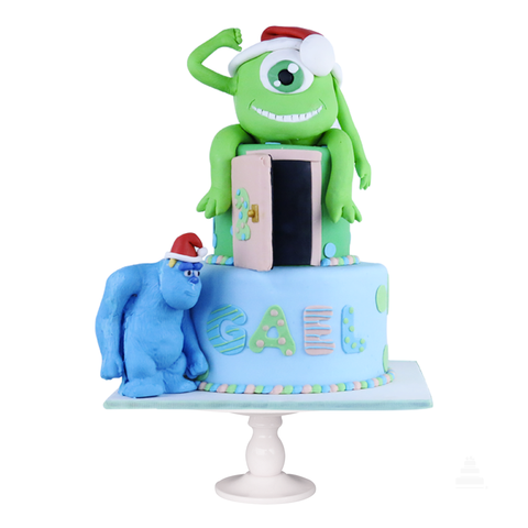 Xmas Monster Inc, pastel con Sulley y Mike navideños