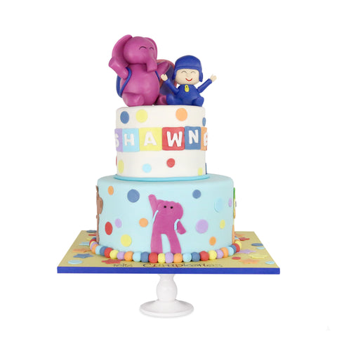 Pastel decorado con figuras en 3D de Pocoyo