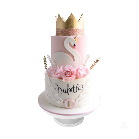 Swan Cake, pastel decorado con cisne y corona