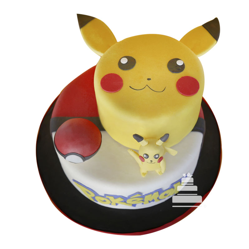 Pastel decorado de fondant Pikachu go | L'Atrichienne