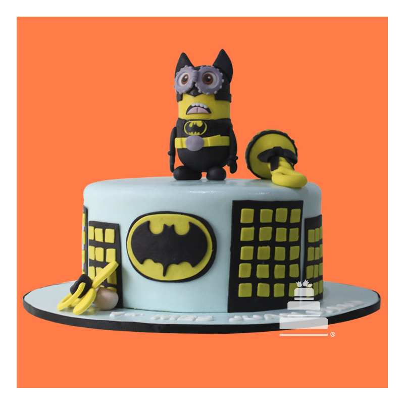 Minion Batman, pastel decorado de fondant