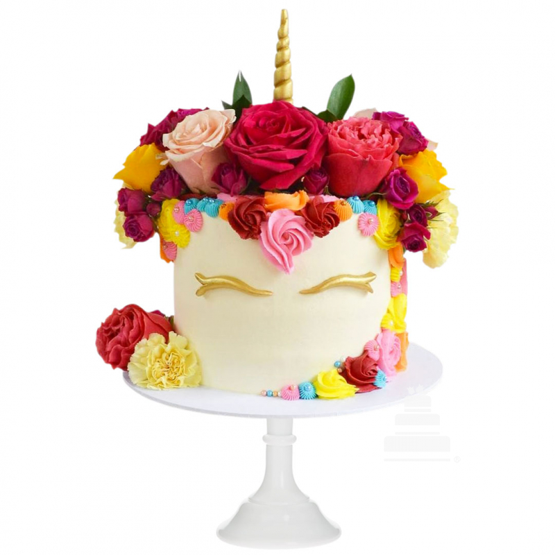  Mexican Unicorn, pastel decorado de unicornio con flores comestibles