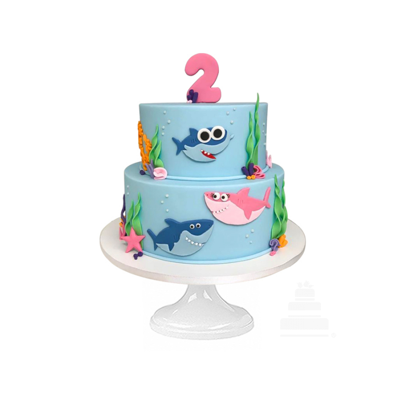 Baby Shark Cake, pastel decorado de cumpleaños infantil