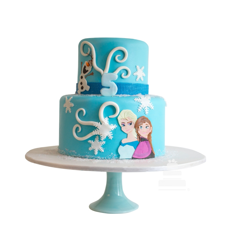 Pastel decorado con Ana y Elsa de la película Frozen