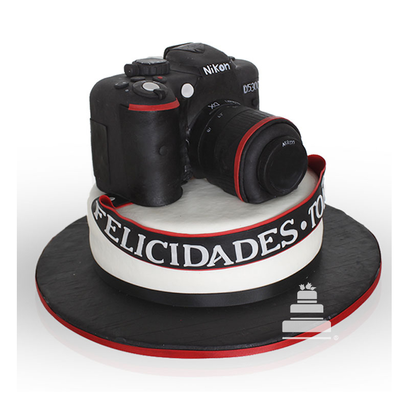 Islas Faroe Cumplido Cabaña Photographer present, pastel con decoración de cámara fotográfica