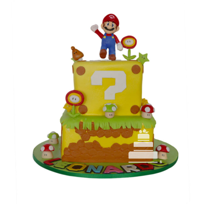 Super Mario Bros , pastel decorado con personajes en 2 pisos
