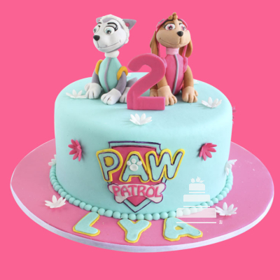 Paw Patrol Girly, pastel decorado de fondant para niña