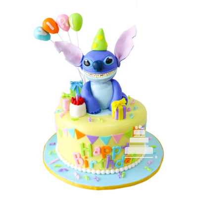 Stitch Party - Pastel con figura de Stitch en fondant -