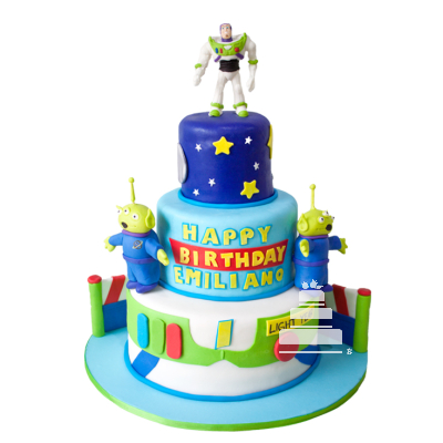 Buzz Lightyear, pastel decorado de fondant de cumpleaños