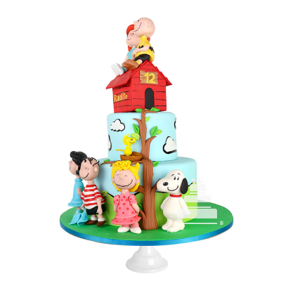 Peanuts party, pastel decorado con Charly Brown Snoopy Woodstock