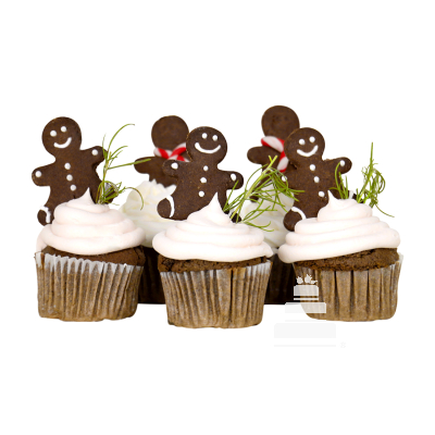 Cupcakes navideños decoragos con galleta de jengibre y chocolate