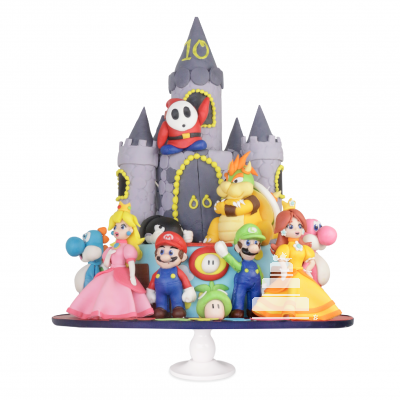 Pastel Castillo de Mario Bros con Luigi, princesa, koopa